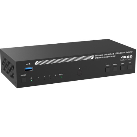 4-portars HDMI KVM-switch 4K@60Hz, USB 3.1, EDID-stöd