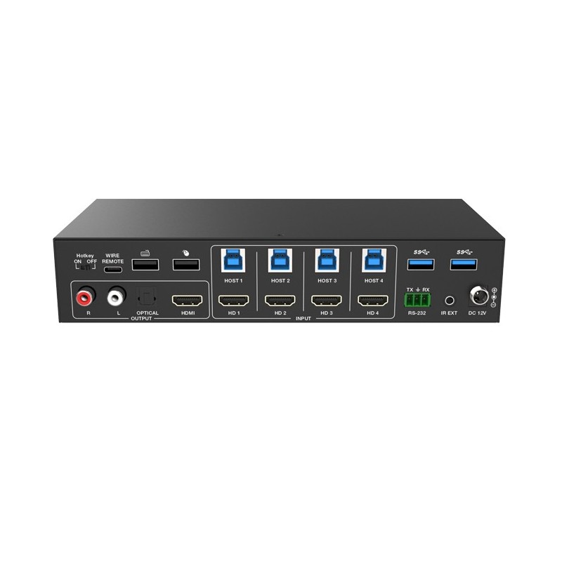 4-portars HDMI KVM-switch 4K@60Hz, USB 3.1, EDID-stöd