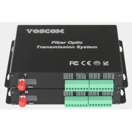 4 kanaler med 2-vägs digital I/O över single-mode eller multi-mode fiberkabel