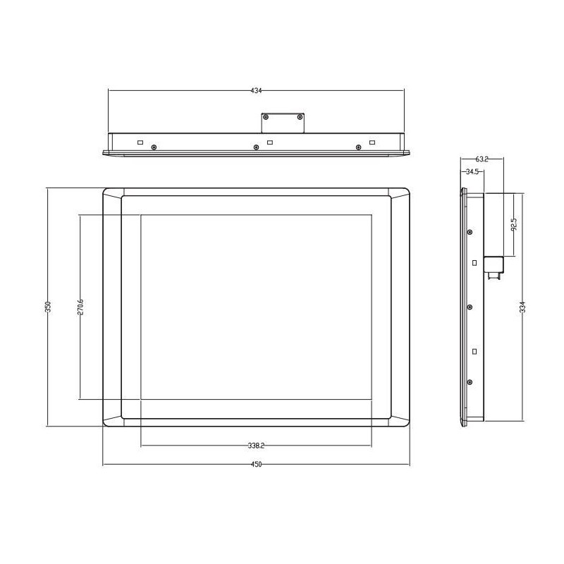 17" Modular Monitor TFT-LCD, Kapacitiv touch, IP65 Front