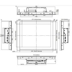 19 "Panelmontering VESA TFT-LCD, projicerad kapacitiv touch, IP65 Front VGA, DP, DVI-D 12,24,48VDC