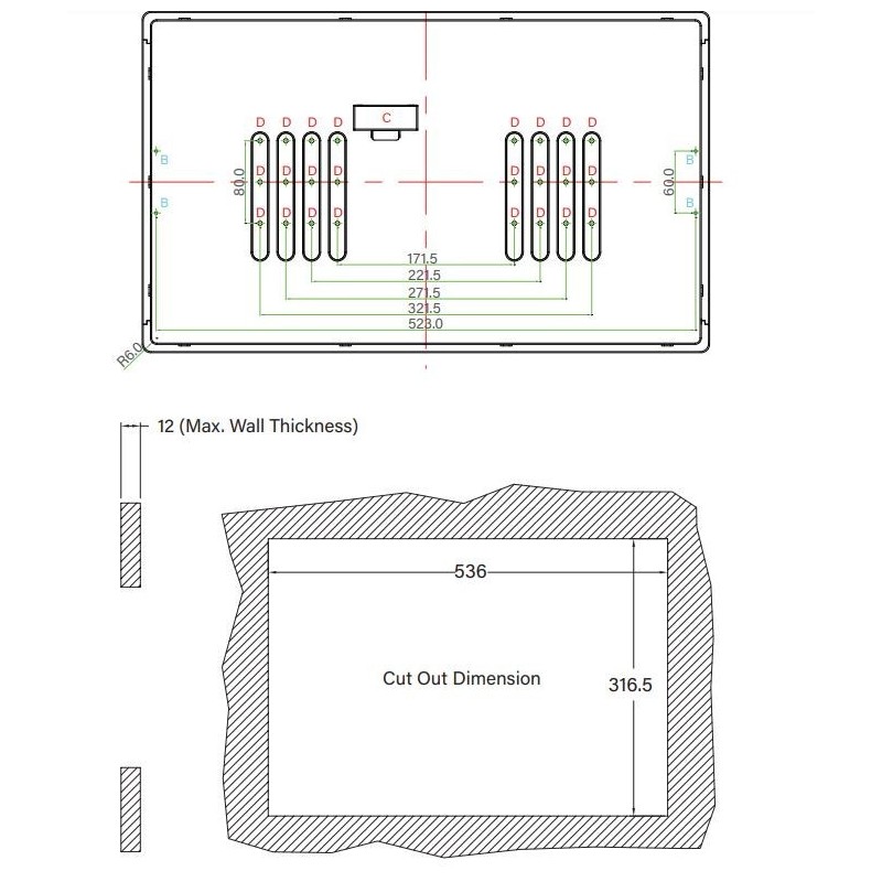 21.5"  Modular Monitor TFT-LCD, capacitive touch, IP65 front
