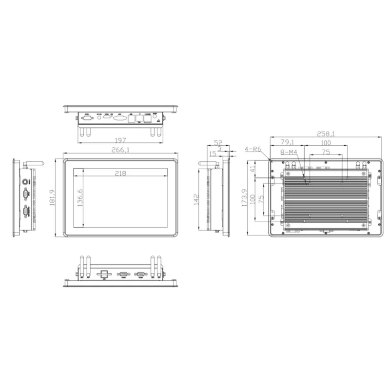 10.1 IP65 fläktlös industri-PC, pekskärm, 12:e generationens i3-processor