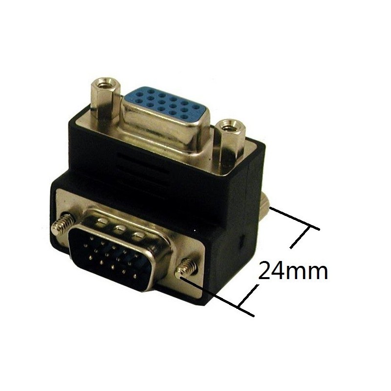 90º Angle VGA Socket M/F - Left-Twisted, Gold-Plated Connector