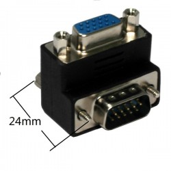 VGA 90º Angle Adapter: Right-Angled DB15HD M/F Socket