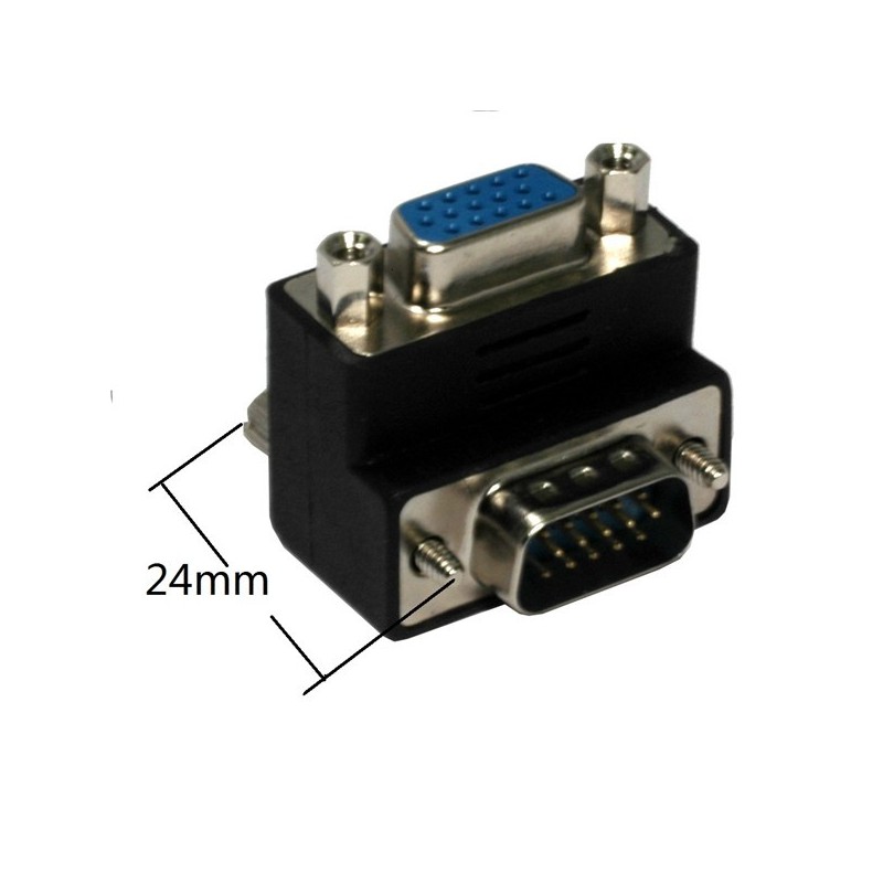 VGA 90º Angle Adapter: Right-Angled DB15HD M/F Socket
