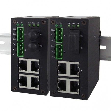 5 ports switch 4 x 10/100Mbit RJ45 + 1 x ST Multi Mode, DIN - Unmanaged