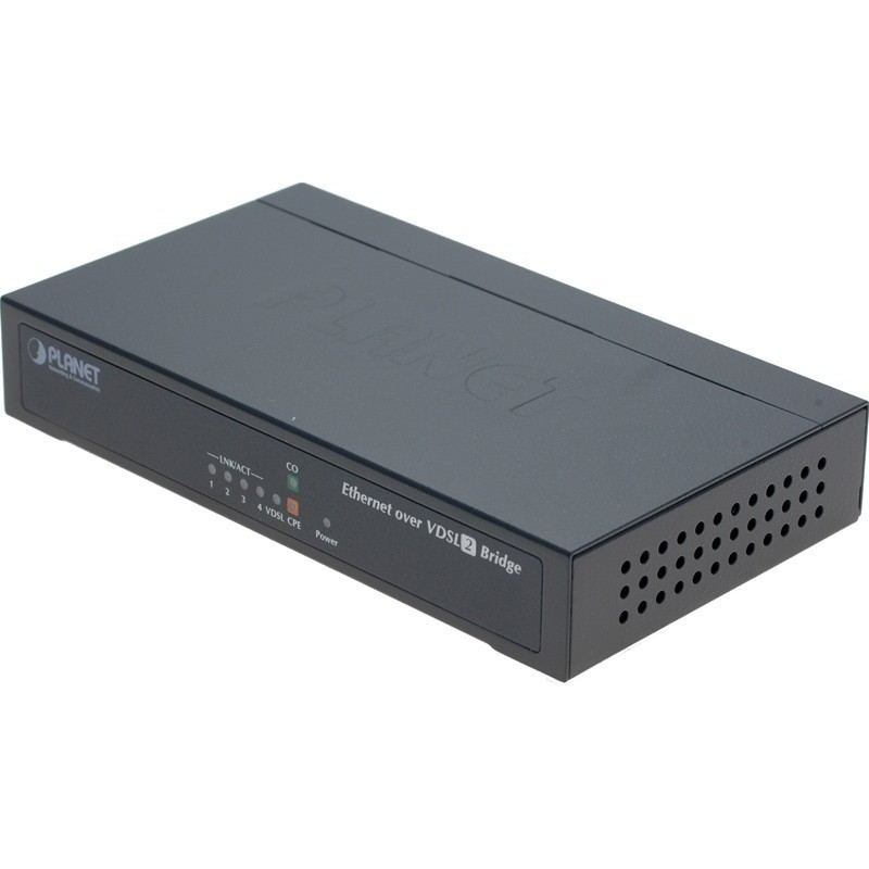 Ethernet över 2-trådsanslutning med VDSL. 10 / 100Mbit. 4 portar omkopplare. Upp till 1,4km.