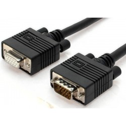 VGA extension cable DB15HD male / female, gold contacts, black, 1.8 meters
