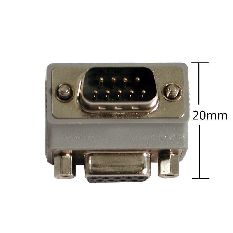 Angled Serial connector SUB-D DB9 90º angle connector - male to female