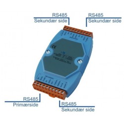 ICP DAS I-7513U-G CR, 4 x RS485 Repeater/splitter/Extender. RS485 master on input. RS485 slave on 4 outputs