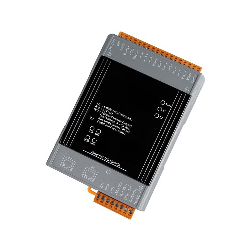 Digital inputs 8 x Wet 0 - + 50VDC 500Hz, 8 x Digital output (OC) + 40VDC 650mA, 2 x RJ45, Modbus