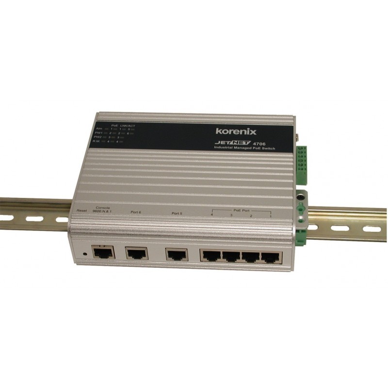 Korenix JETNET 4706 - 6 port switch 4 x 10/100Mbit + 2 x 10/100Mbit Rj45 - DANBIT