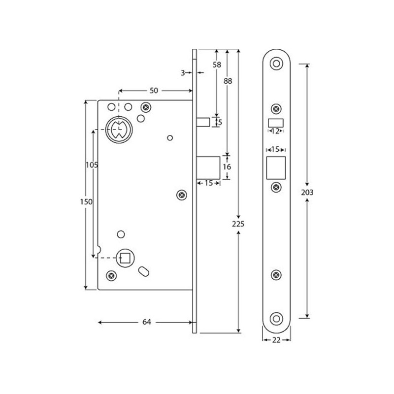 Elektroniskt lås med 12 eller 24V DC, hållkraft 1000 KG