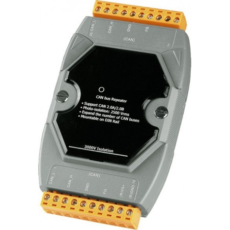 ICPDAs I-7531-G är en optoisolerad CAN buss-repeater. Förstärkare och återställer korrekt pulsform
