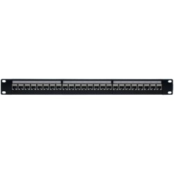 24-Port Cat 6 Patch Panel - Tool-Free RJ45 Pass-Through, Black