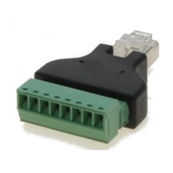 Adapter från RJ45-hane till skruvplint. RJ45 till 8-polig