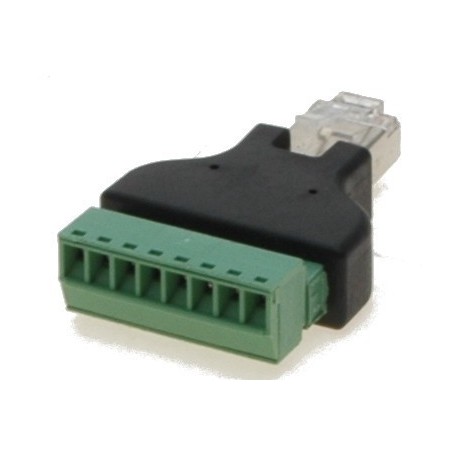 Adapter från RJ45-hane till skruvplint. RJ45 till 8-polig