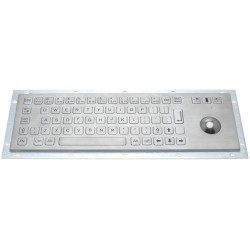Industrial stainless steel keyboard with trackball for panel mounting