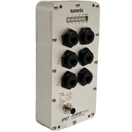 IP67 ohanterad 6-portsswitch - 10/100 RJ45, 12-48VDC