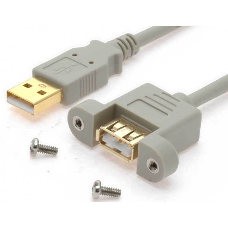 USB cable A male to A female 75cm with ear for cabinet mounting in front chassis