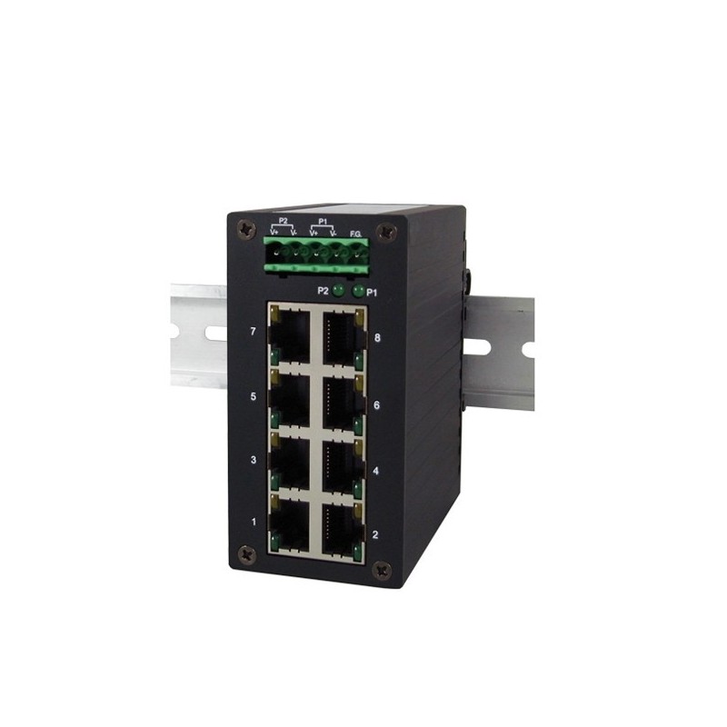 8 ports Gigabit switch RJ45, DIN, IP30 - Unmanaged, 9-48VDCfor6 - 9...