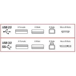 USB 3.0 cable, A male – micro USB3.0 male, AWG28, black, 0.6m