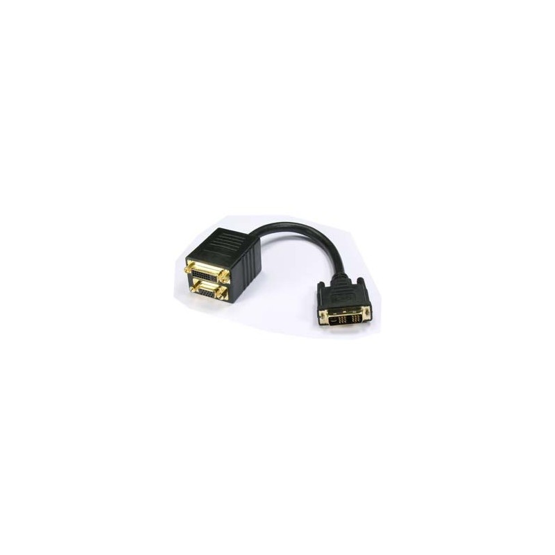 DVI kabel. Dual Link, 2-1 DVI-I han - DVI-I hun og DB15HDF, 1,0 met...