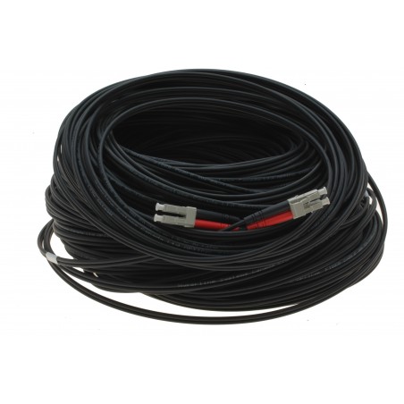 Slitstark 50m armerad duplexfiberkabel, LC-LC, svart LSZH