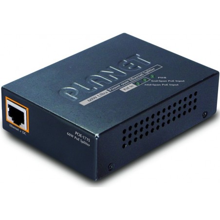 PLANET 1 port PoE-171S splitterx50 Watt. Gigabit. Utspänning 12VDC,19VDC,