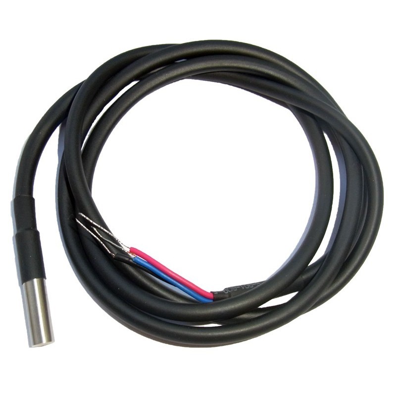 Temperature sensor with 3 meter cable, -55 'C ~ + 125, stainless steel