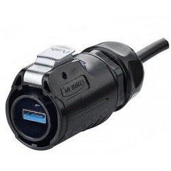 Vattentät USB 3.0 förlängningskabel för chassi, IP67 förseglad med lock, 3 meter