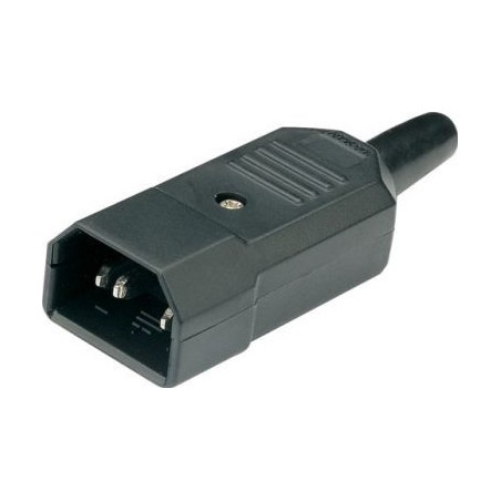 IEC-kontakt C14 jane kabelanordning, skruv, 10A 250 V AC
