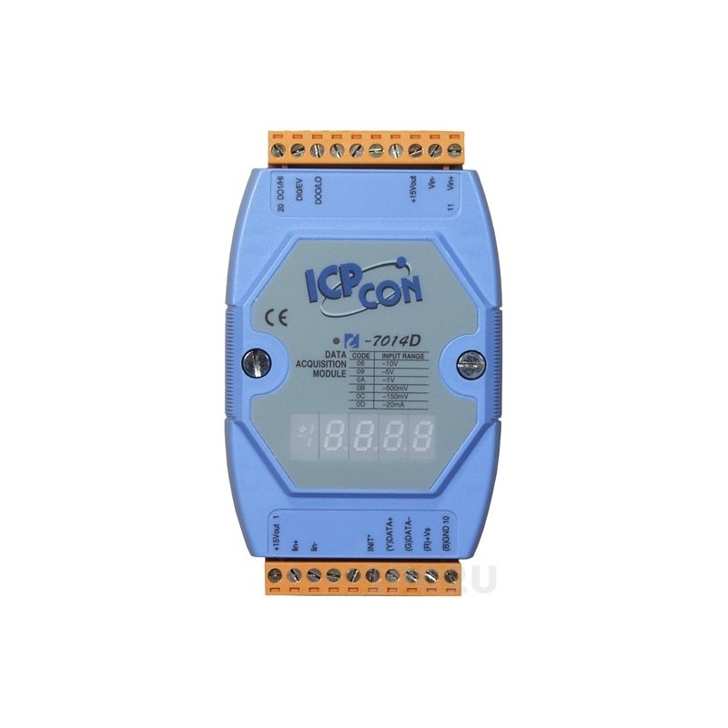 1 x analog ind, 1 x digital ind, 2 x digital ud, display, RS485 bus...