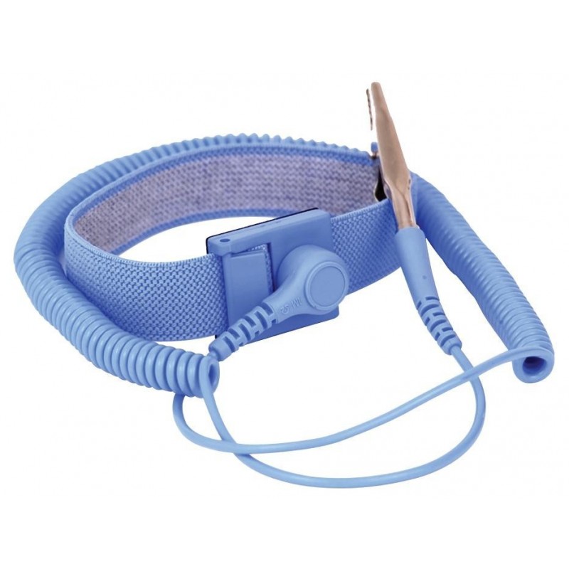 ESD bracelet with spiral cable and crocodile clip