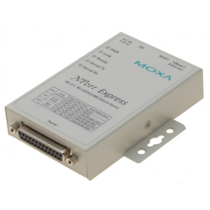 1 Port serial port server RS232 / 422/485, MOXA DE-211, RS232 / 422/485 over Ethernet DB25