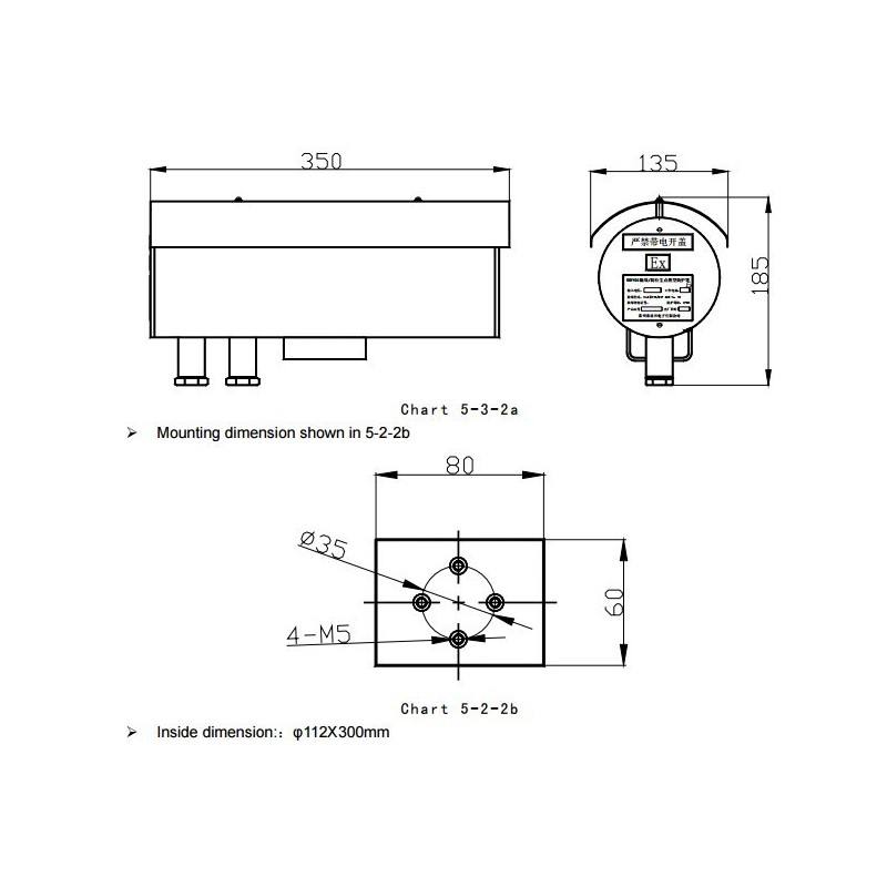 Utomhuskamerahus (explosionssäkert) - 12V DC/24V DC/220V AC