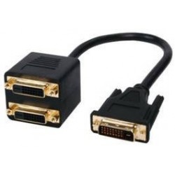 Adapter med kabel til 1x DVI og 2x DVI hunforDVI adapter