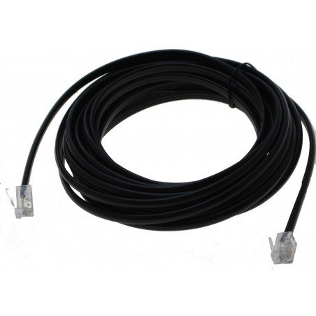 Telefonkabel RJ-10 hane RJ-10 hane, 4 ledere, svart, 4m