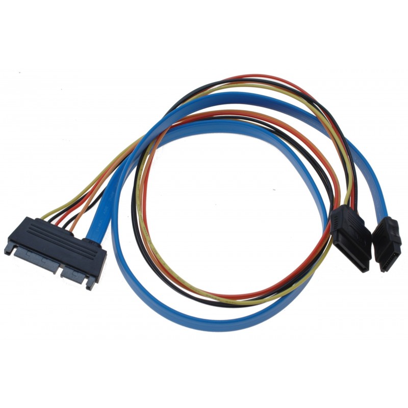 HDD cable, SATA 22 Pin male to 7 Pin and 15 Pin SATA Power female - 60 cm