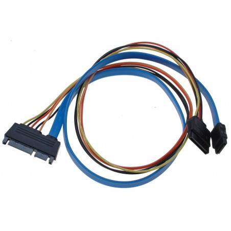 Hårddiskkabel, SATA 22-stift hane till 7 stift och 15 stift SATA Power hona - 60 cm
