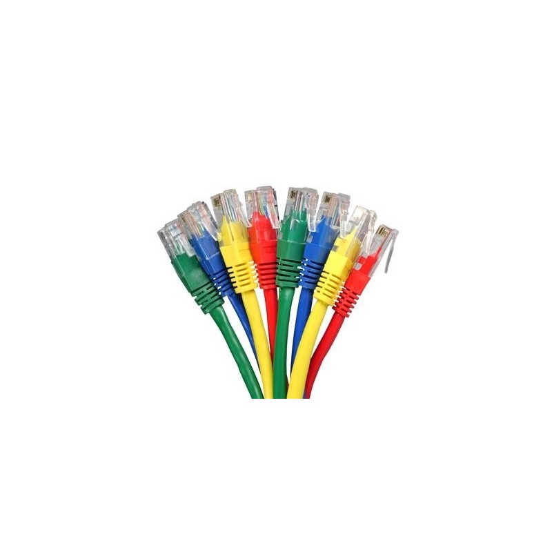 Nätverkskablar i längder om 1 till 100 meter i olika färger