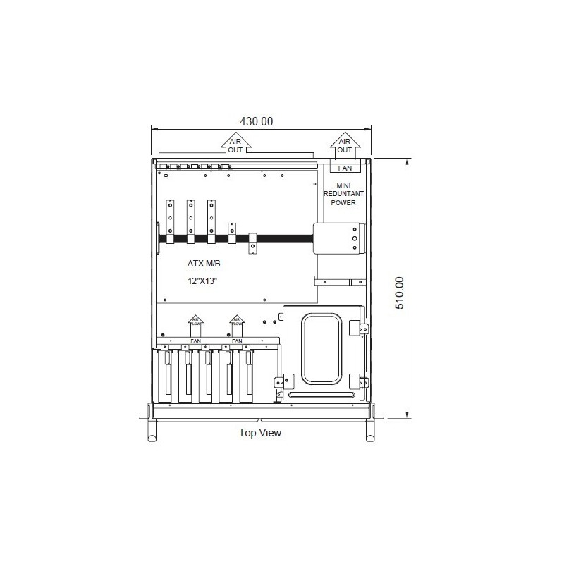 4U 19" dator chassi, ATX, svart, extra djup