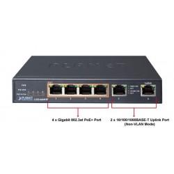 POE 6 port switch 4 x 10/100/1000Mbit Gbit RJ45 + 2 uplink