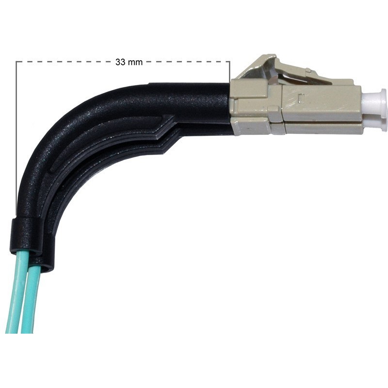 Vinklad fiberkabel. Multi mode, LC-LC, 0,5 M, 50 / 125MY, OM3, Aqua, LSZH