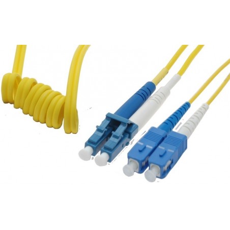 Easybend (flexibelt) Fiber-kabel, single mode LC-SC, 0,5 M, 9 / 125my, Gul, LSZH, Duplex