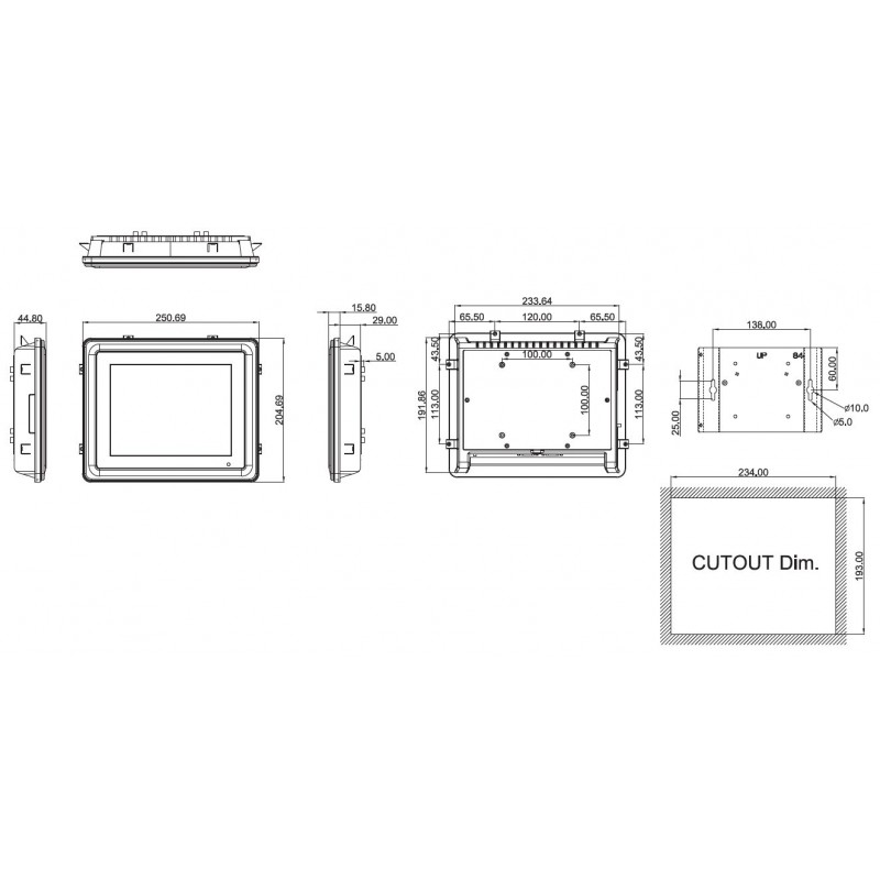 8.4\" Panel PC blæserløs, Touch, 2xCOM, N3060(up to 2.48GHz)forEmbe...