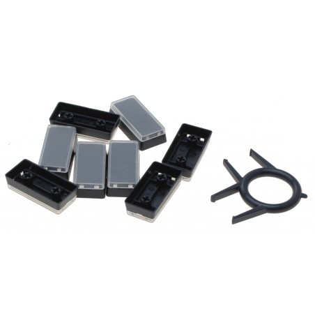 Svart tangentbordstangent med transparent lock.