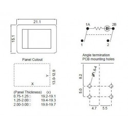 4-pole rocker switch 13 x 19mm ON / OFF 250VAC 6A AT switch