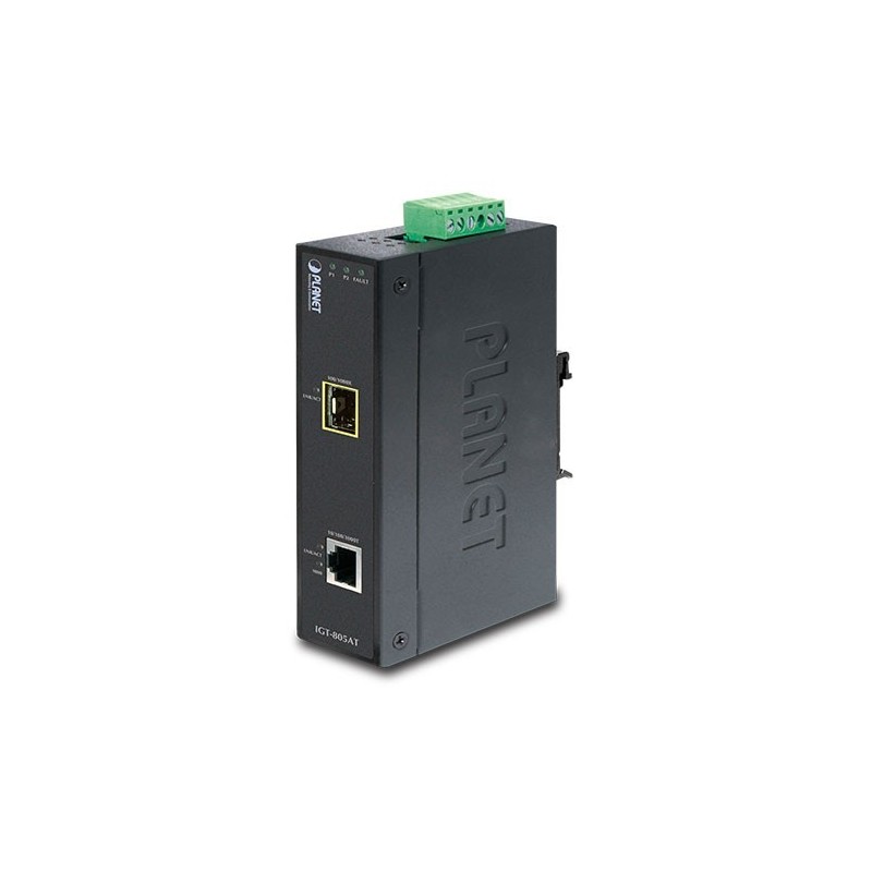 IGT-805AT, Industrial 10/100/1000BASE-T to 100/1000BASE-X SFP Media Converter -40~75°